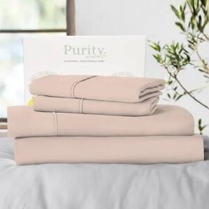 Purity Home 400 TC Cotton Percale 4-Pc. Queen Sheet Set, Blush
